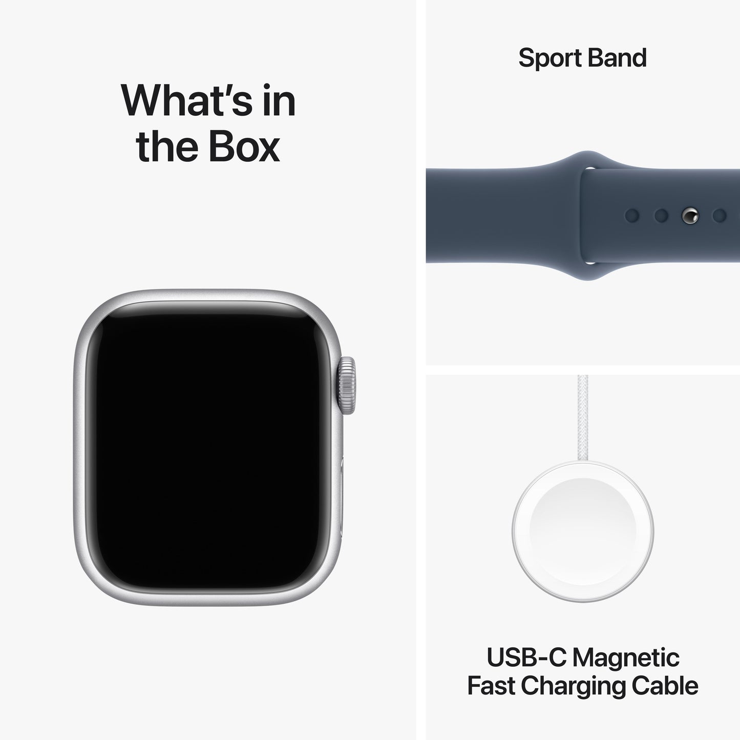 Apple Watch Series 9 GPS + Cellular 41mm Silver Aluminium Case with Storm Blue Sport Band - S/M