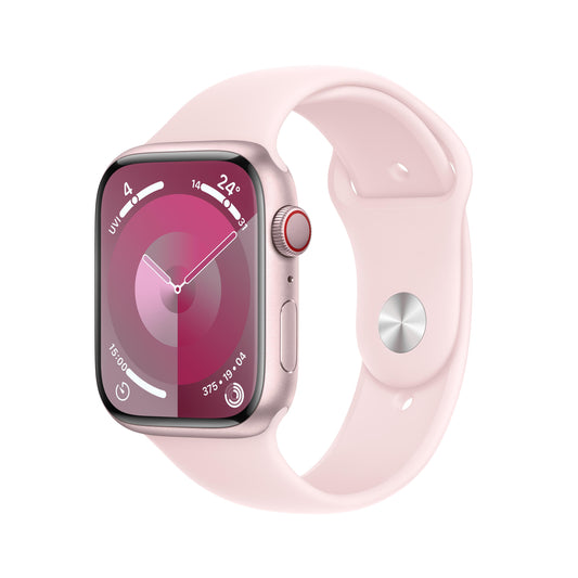 Apple Watch Series 9 GPS + Cellular 45mm Pink Aluminium Case with Light Pink Sport Band - S/M