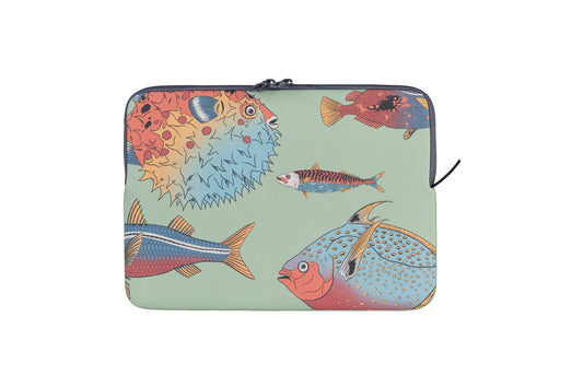 Tucano Schizzo Fishes Design Sleeve 13'/14" - Green