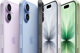 iPhone 17, exterior front, exterior rear, exterior side, five colors:Lavender, Mist Blue, Black, White, and Sage