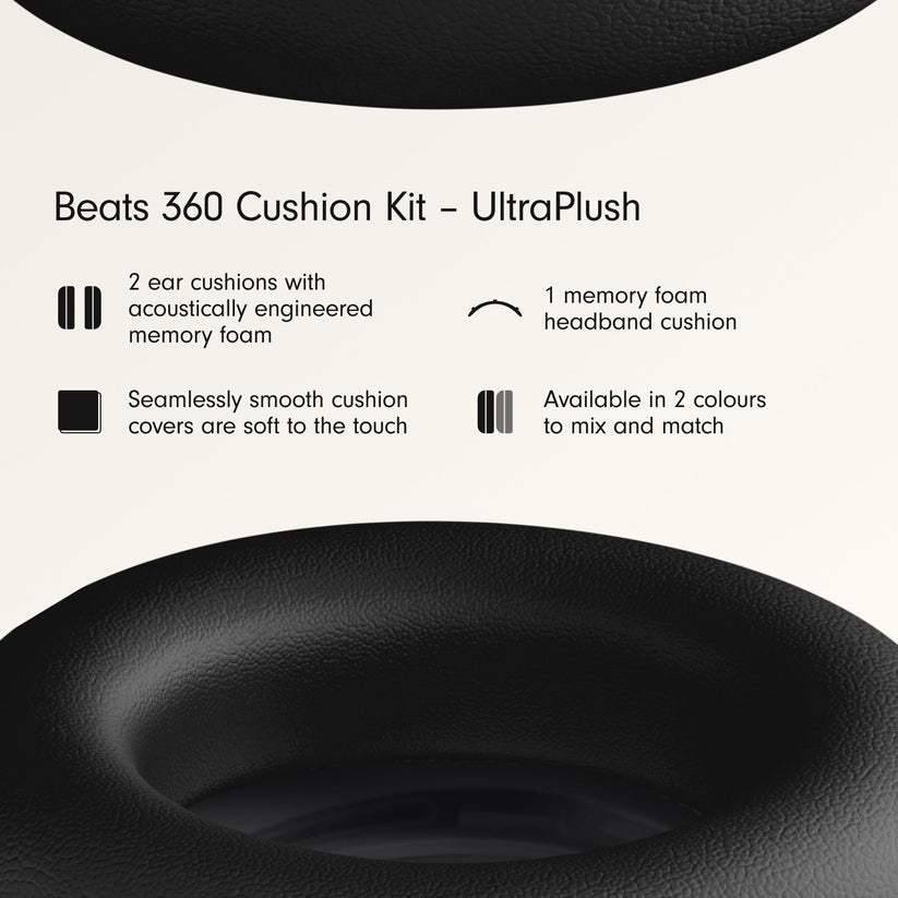 Beats 360 Cushion Kit – Black UltraPlush Cushions for Ear Cups and Headband