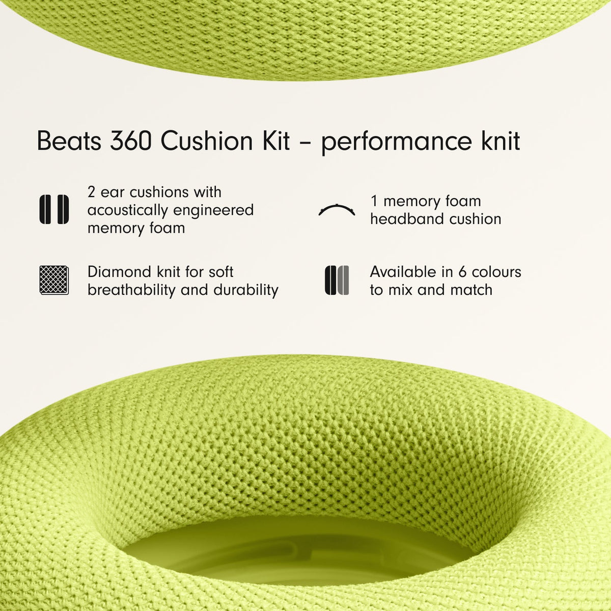 Beats 360 Cushion Kit – Volt Performance Knit Cushions for Ear Cups and Headband