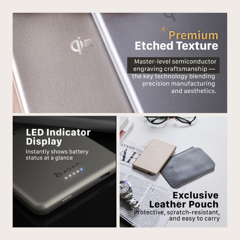 VIONTA Q10-Qi2 Ultra-Slim Power Bank - Titanium