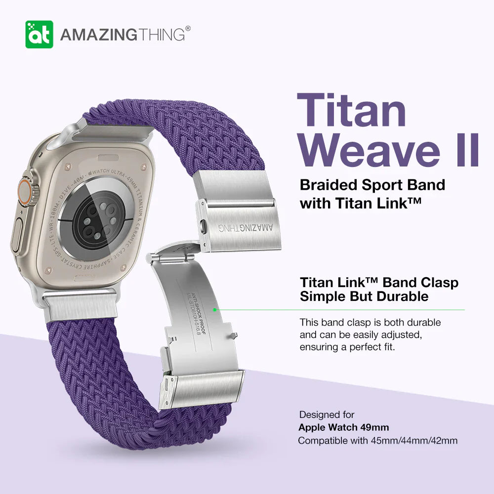 AmazingThing TITAN WEAVE II Braided Sport Band for Apple Watch 8/9 41mm - Purple