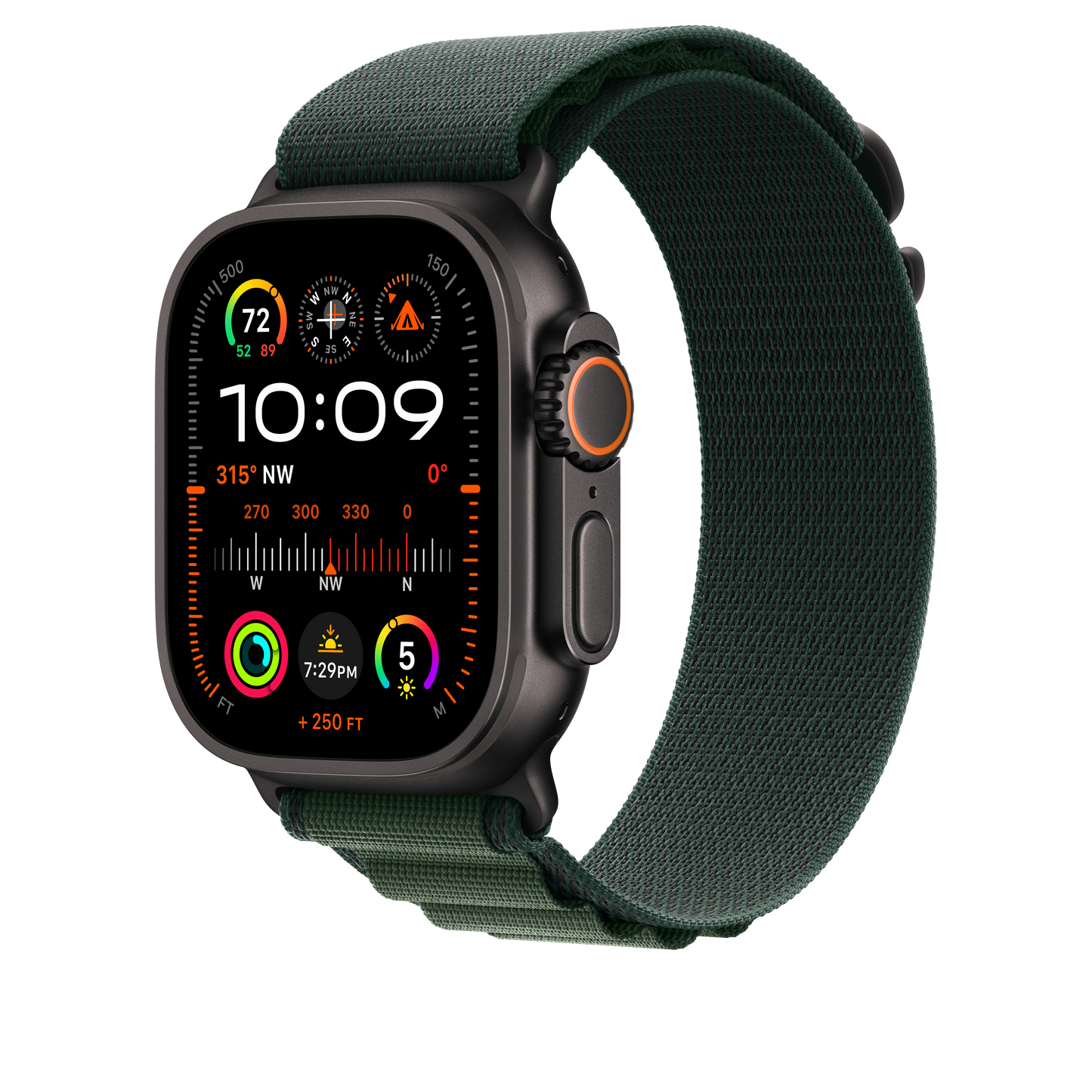 49mm Dark Green Alpine Loop - Large - Black Titanium Finish