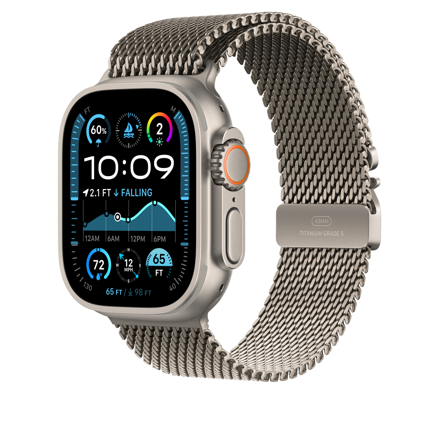 49mm Natural Titanium Milanese Loop - Medium