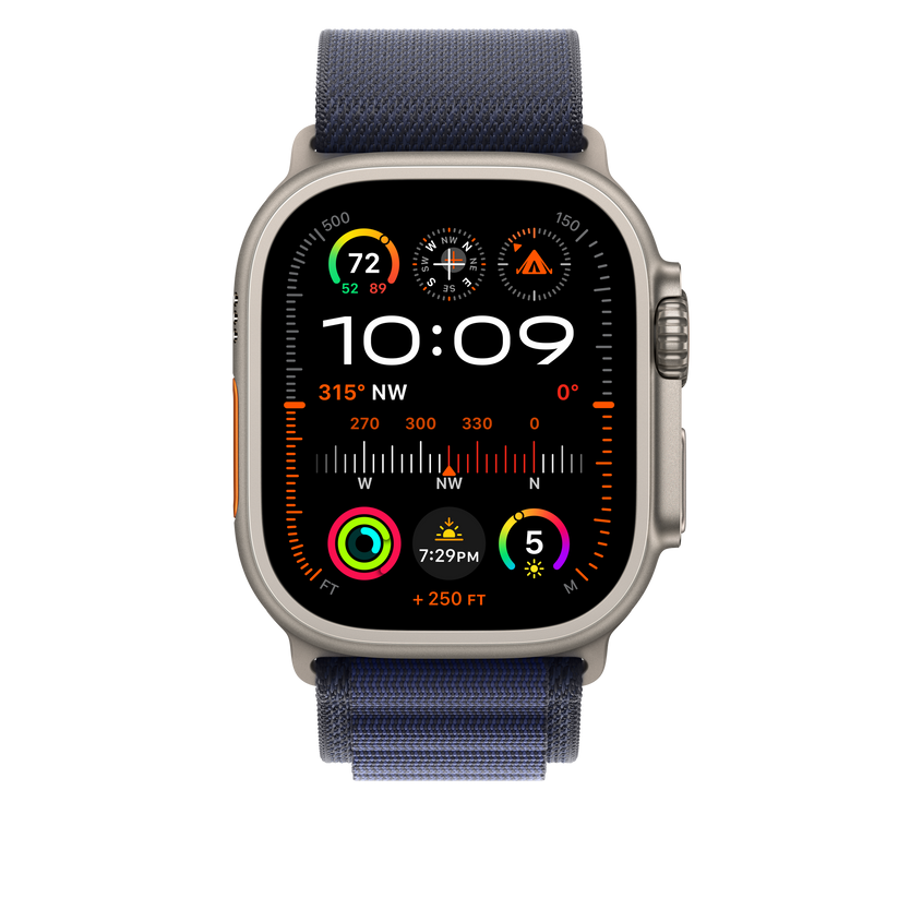 49mm Navy Alpine Loop Medium Natural Titanium Finish