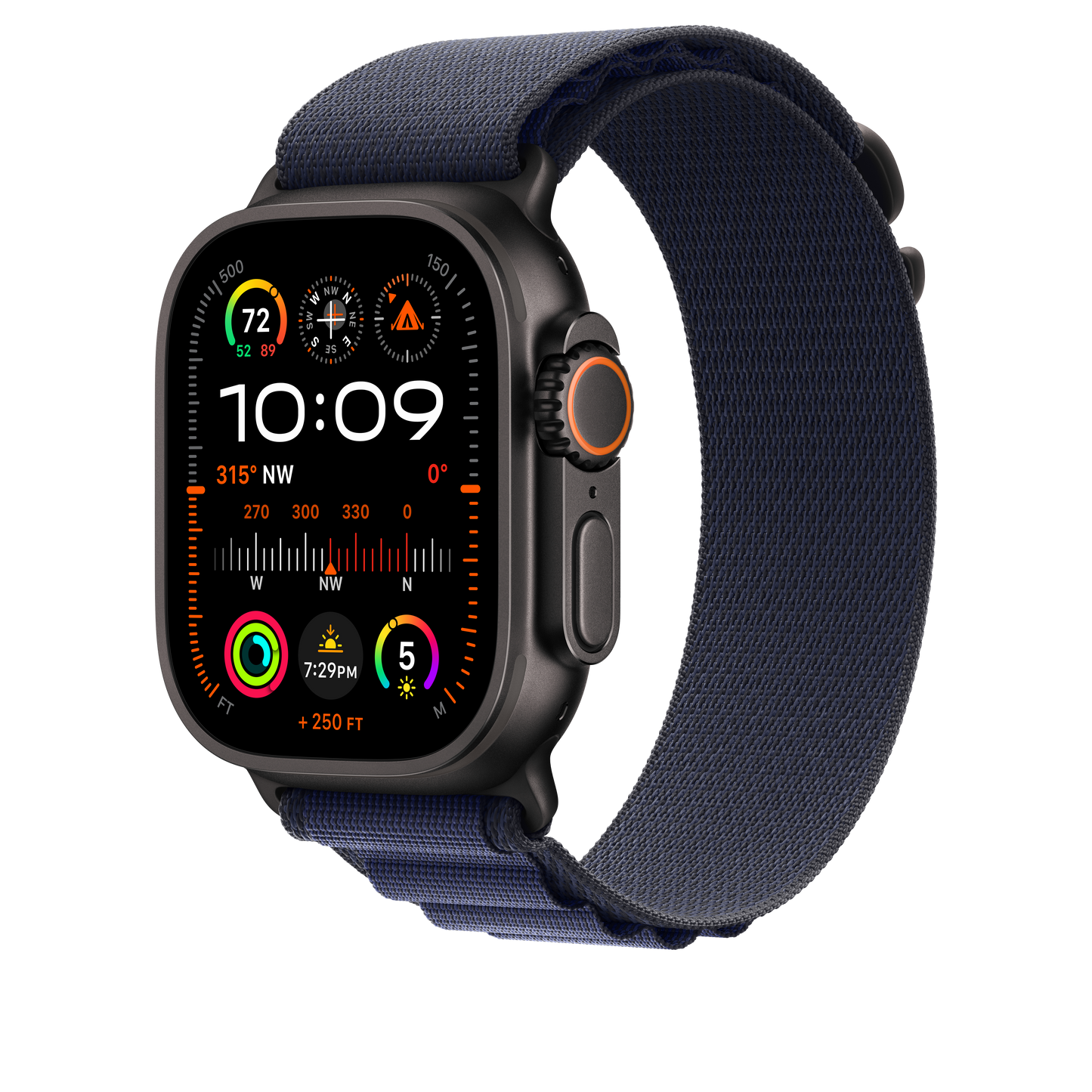 49mm Navy Alpine Loop - Small - Black Titanium Finish