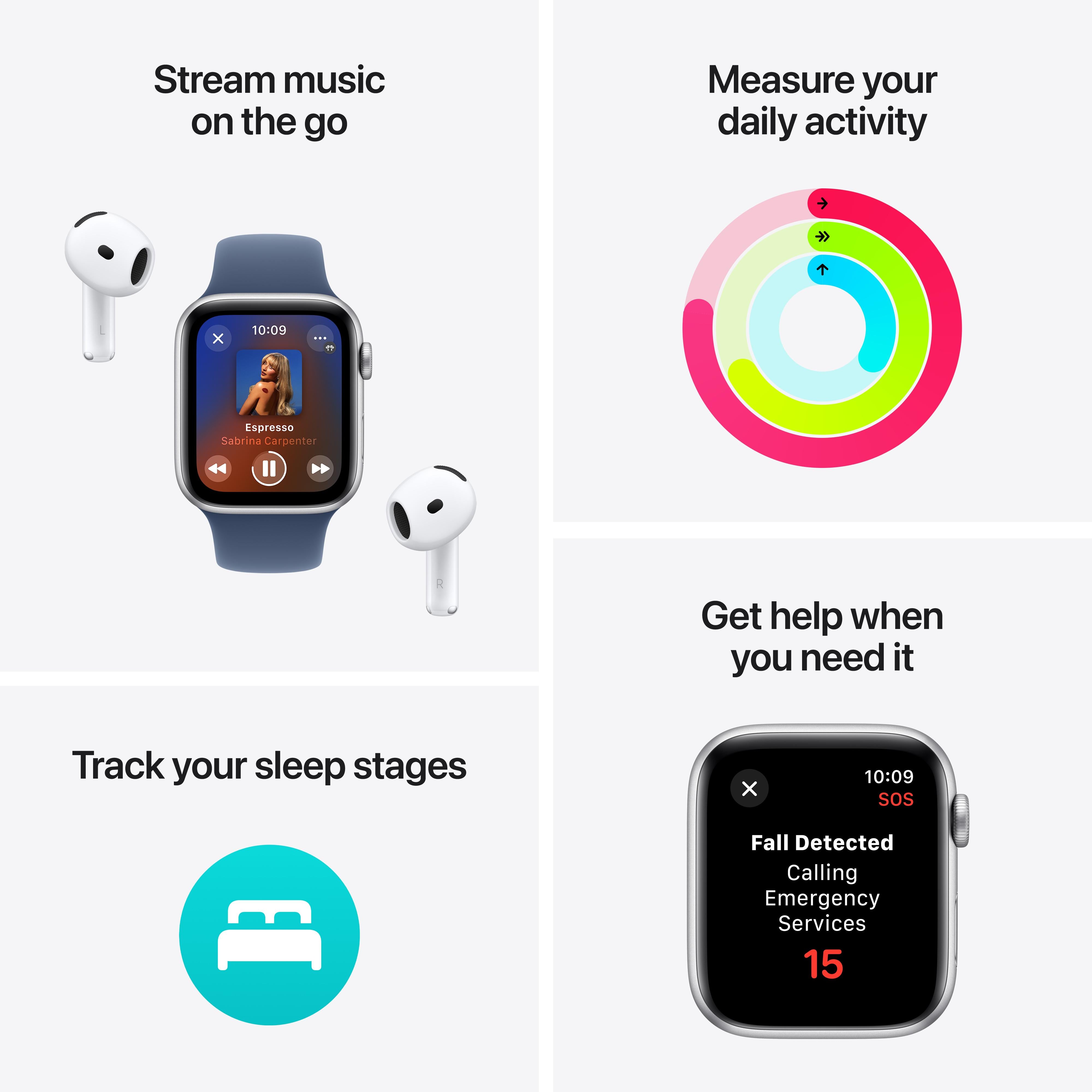 Apple Watch SE GPS 44mm Midnight Aluminium Case with Midnight Sport Ba