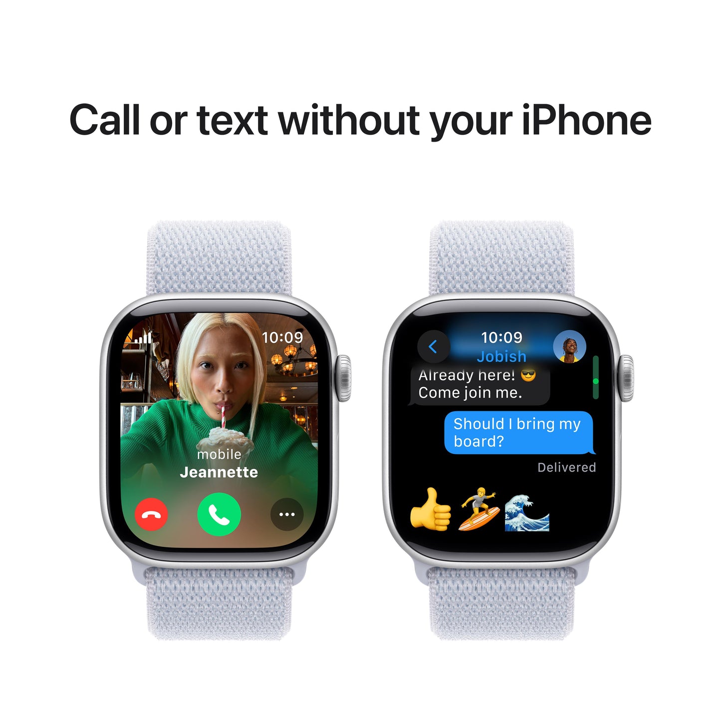 Apple Watch Series 10 GPS + Cellular 42mm Silver Aluminium Case with Blue Cloud Sport Loop