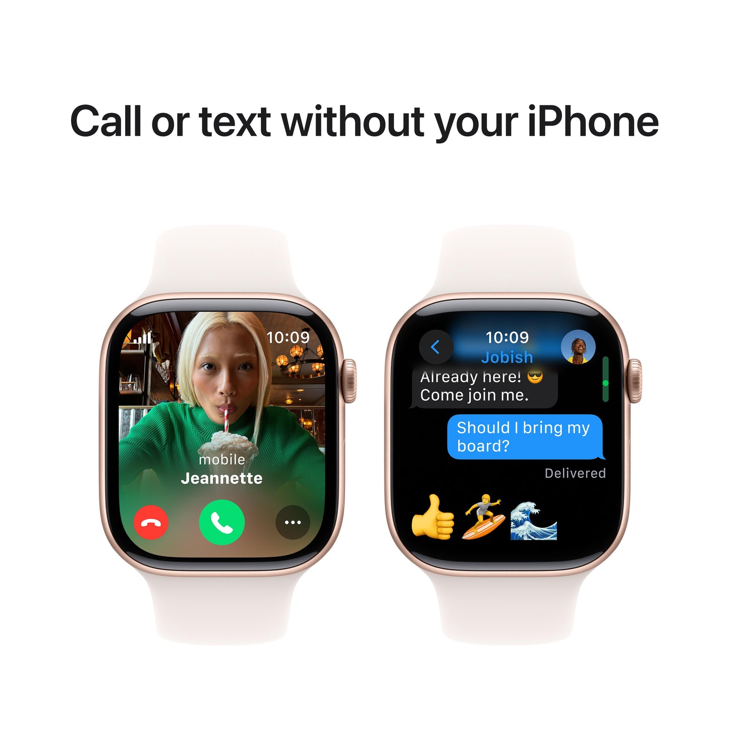 Apple Watch Series 10 GPS + Cellular 46mm Rose Gold Aluminium Case with Light Blush Sport Band - M/L