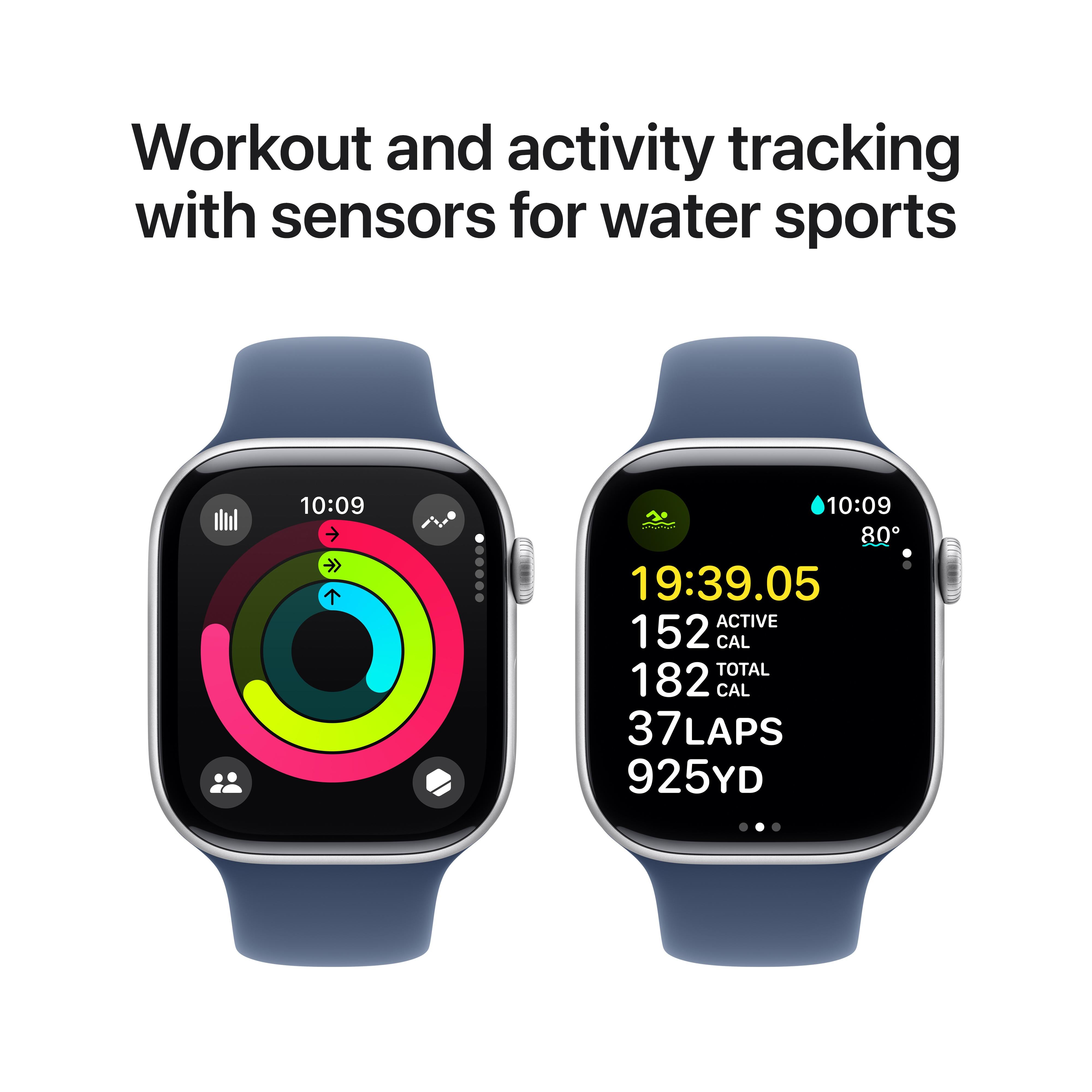Apple Watch Series 10 GPS 46mm Silver Aluminium Case with Denim Sport