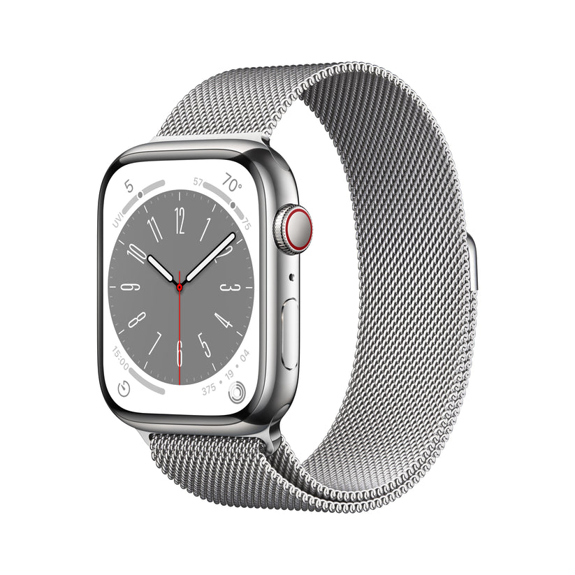 Apple Watch Series GPS Cellular 45mm Silver Stainless Steel Case with Silver Milanese Loop