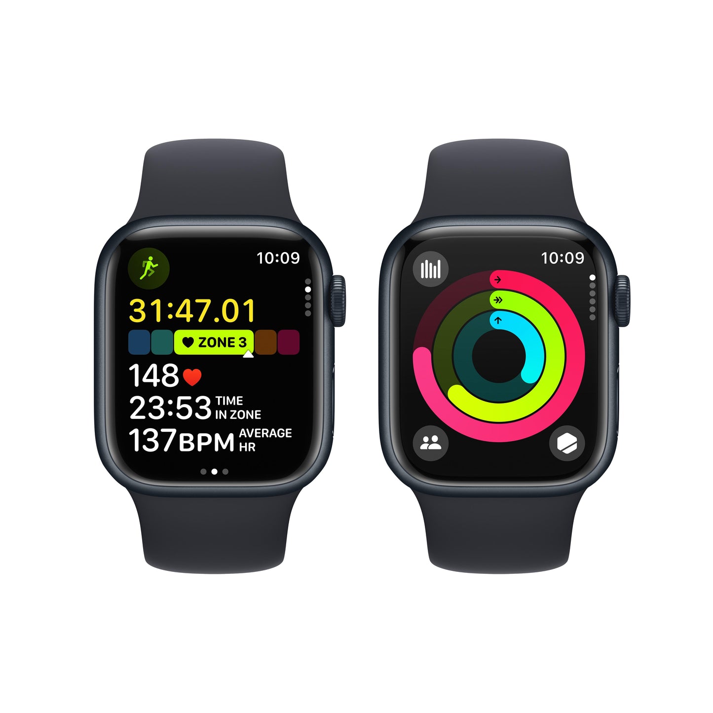 Apple Watch Series 9 GPS + Cellular 41mm Midnight Aluminium Case with Midnight Sport Band - S/M