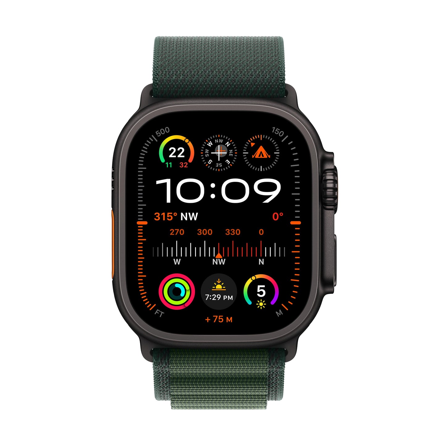 Apple Watch Ultra 2 GPS + Cellular 49mm Black Titanium Case with Dark Green Alpine Loop - L