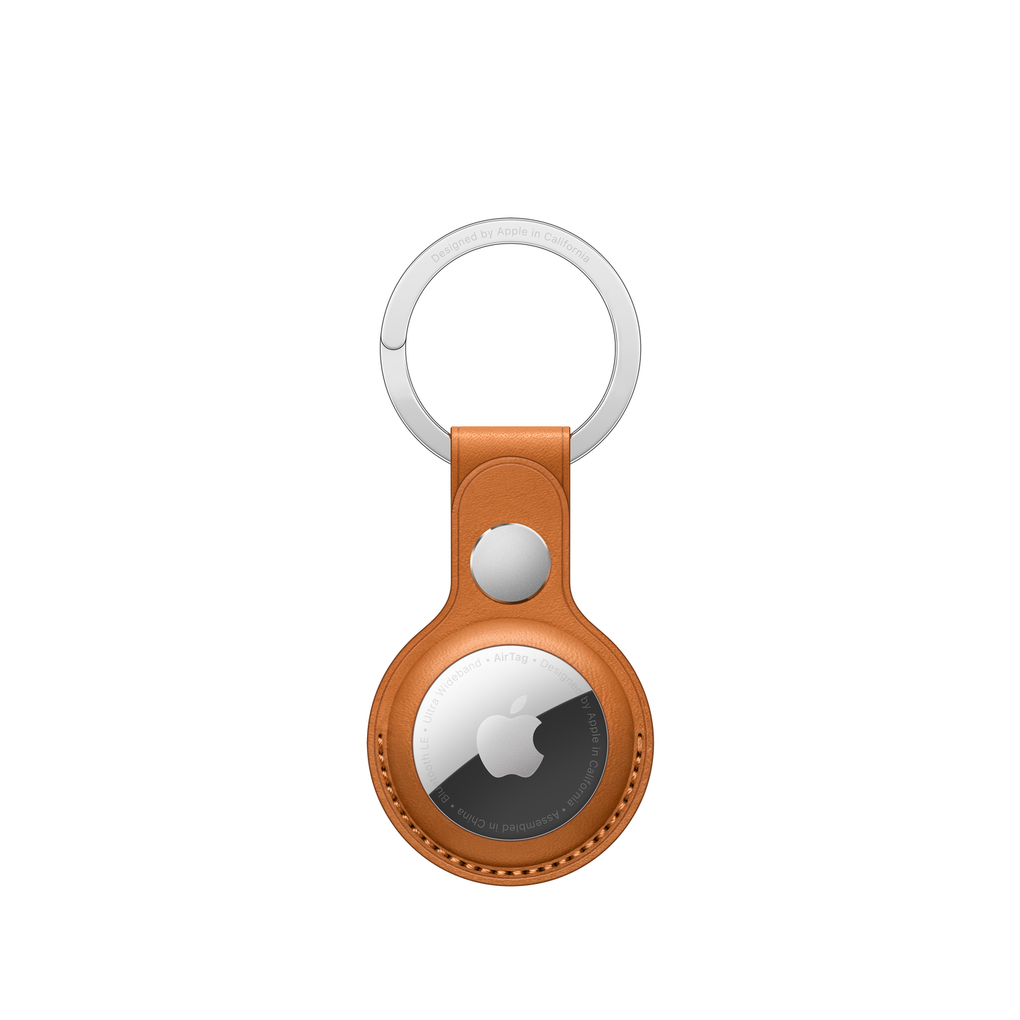 AirTag Leather Key Ring - Golden Brown