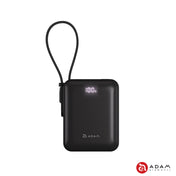 VIONTA Q - Ultra-Compact Power Bank with Built-in Cable - Black