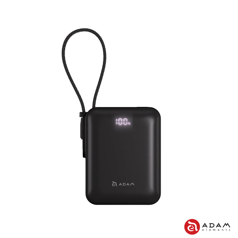 VIONTA Q - Ultra-Compact Power Bank with Built-in Cable - Black
