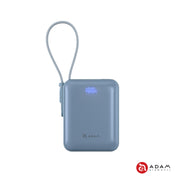 VIONTA Q - Ultra-Compact Power Bank with Built-in Cable - Blue