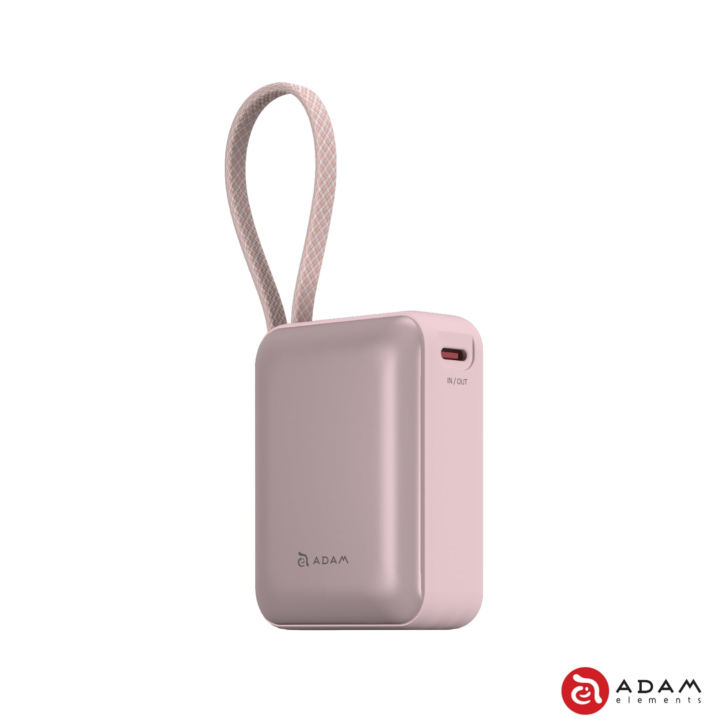 VIONTA Q - Ultra-Compact Power Bank with Built-in Cable - Pink