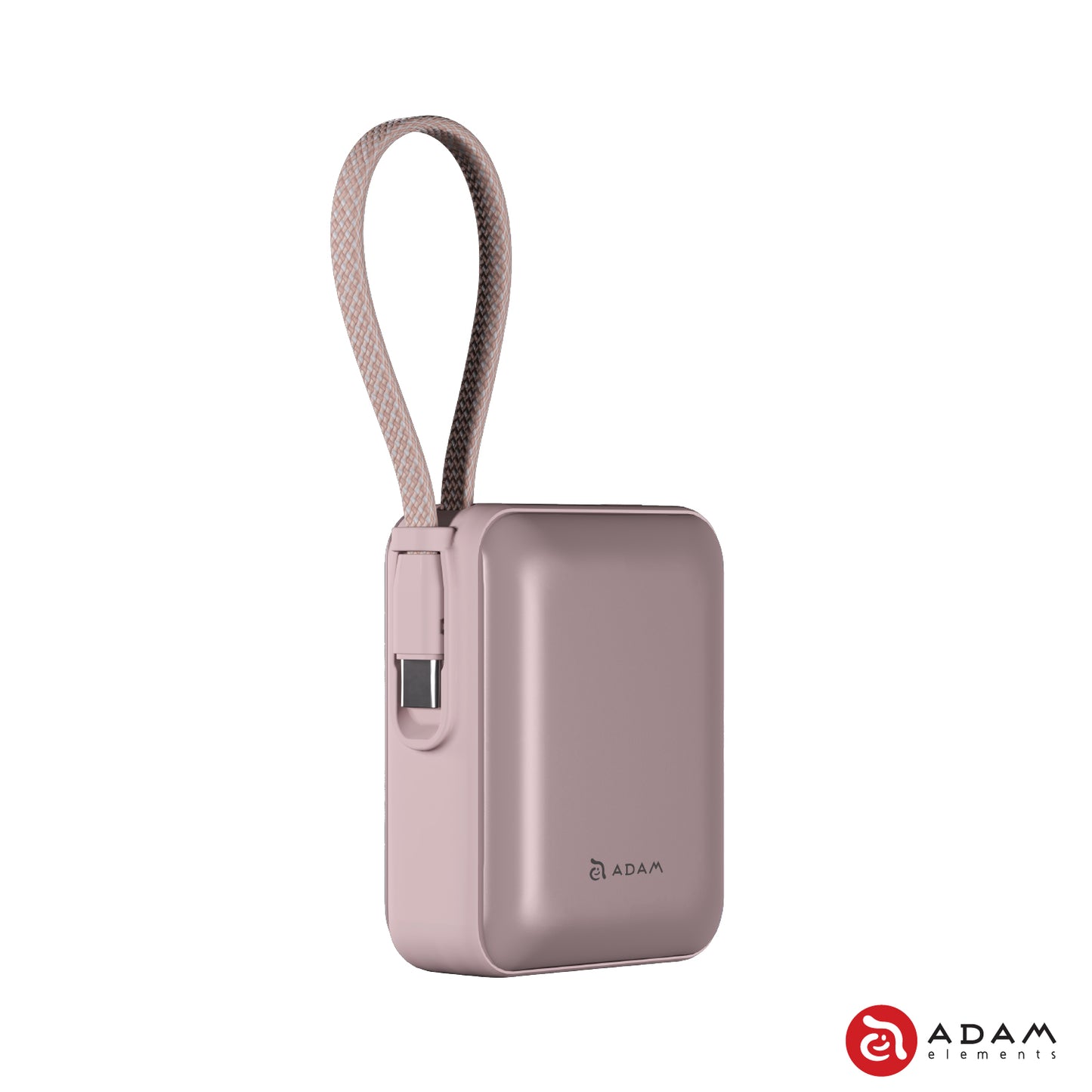 VIONTA Q - Ultra-Compact Power Bank with Built-in Cable - Pink