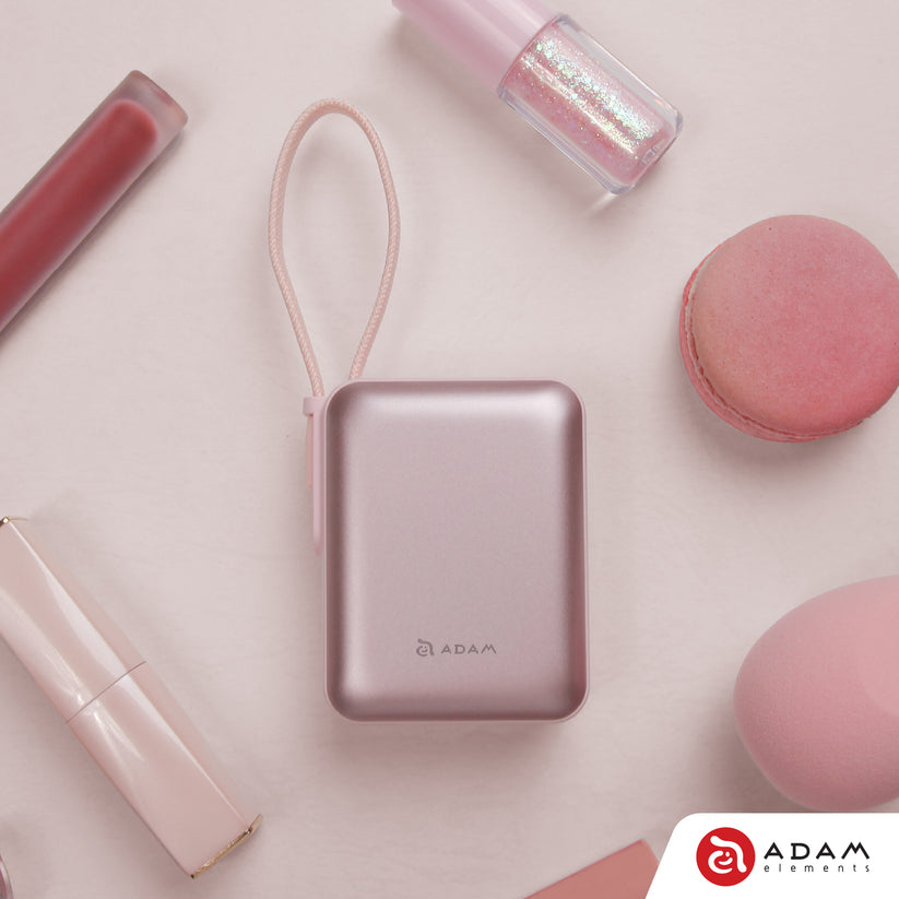 VIONTA Q - Ultra-Compact Power Bank with Built-in Cable - Pink