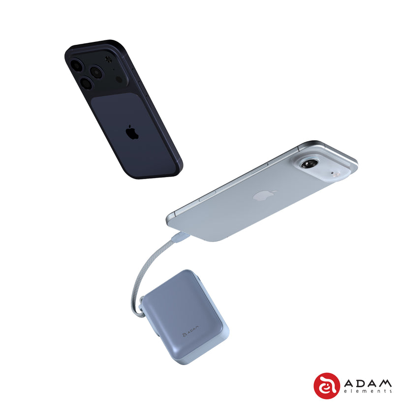 VIONTA Q - Ultra-Compact Power Bank with Built-in Cable - Blue