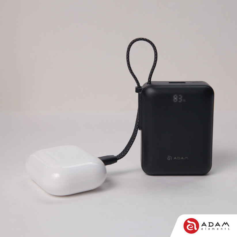 VIONTA Q - Ultra-Compact Power Bank with Built-in Cable - Black
