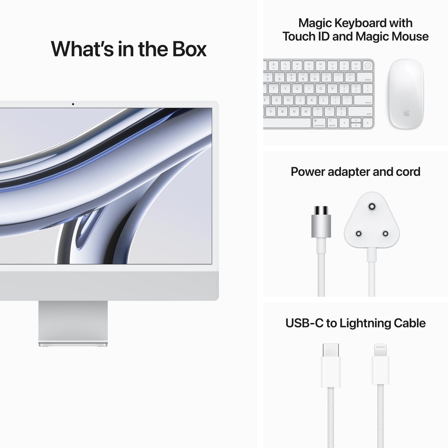 24-inch iMac with Retina 4.5K display: Apple M3 chip with 8?core CPU and 10?core GPU, 512GB SSD - Silver