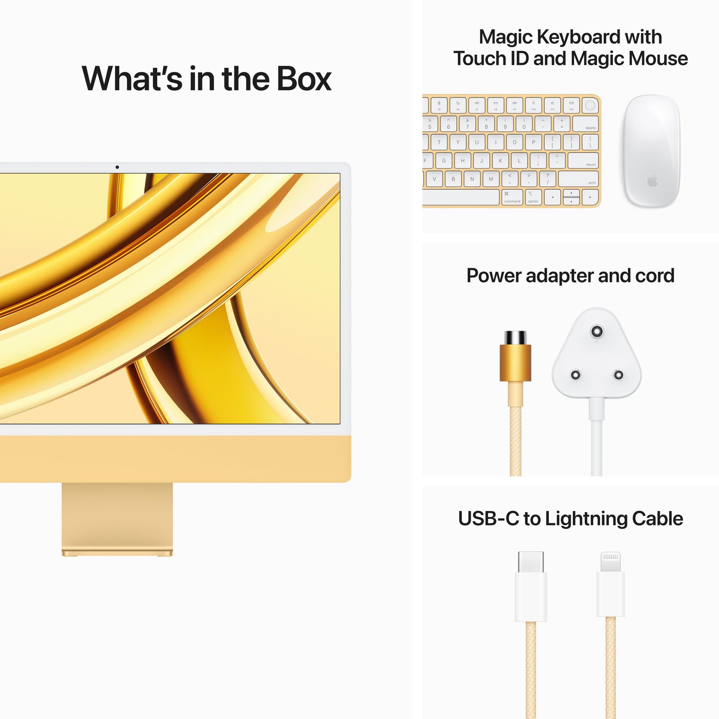 24-inch iMac with Retina 4.5K display: Apple M3 chip with 8?core CPU and 10?core GPU, 512GB SSD - Yellow