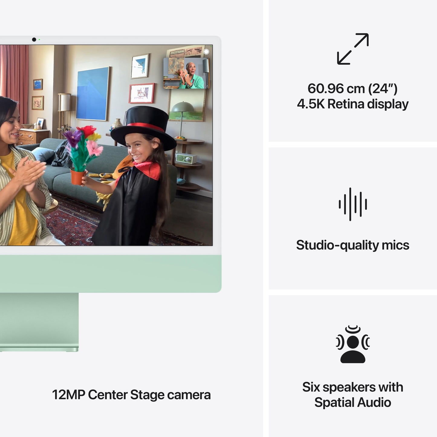 24-inch iMac with Retina 4.5K display: Apple M4 chip with 8-core CPU and 8-core GPU, 256GB SSD - Green