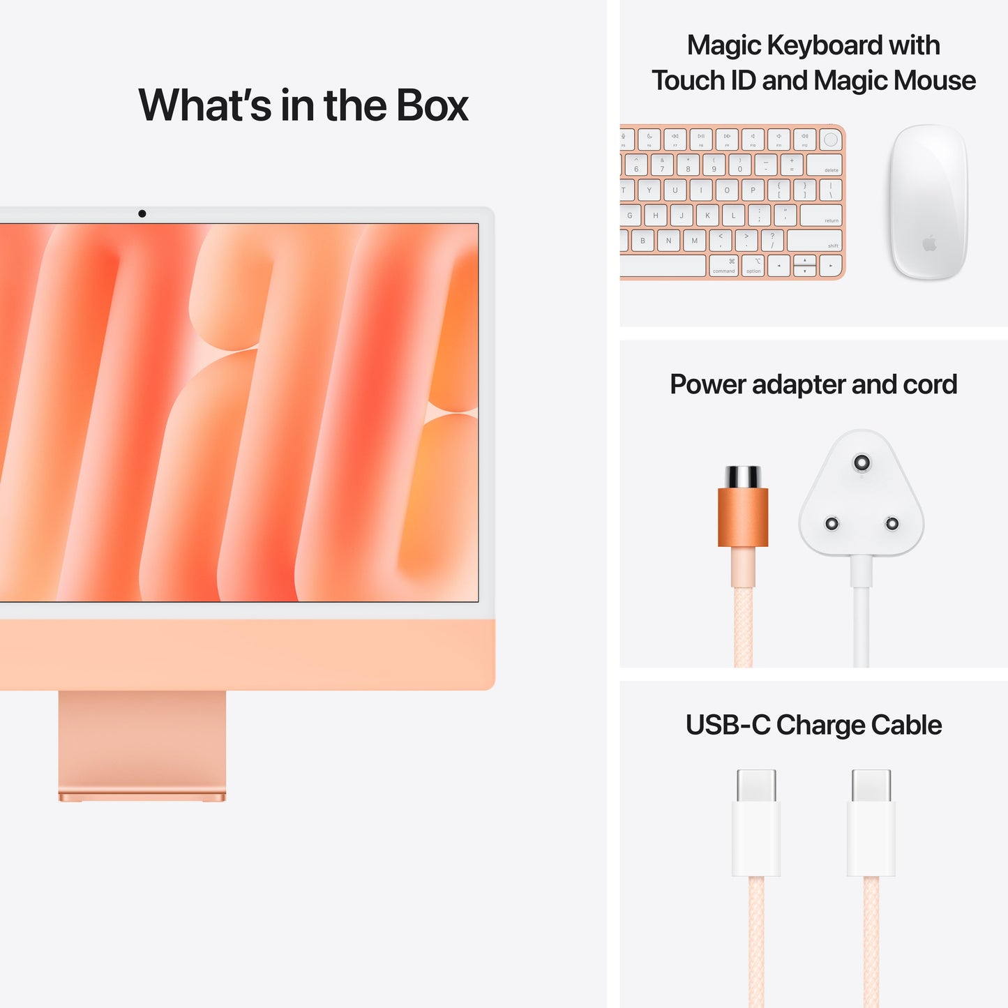 24-inch iMac with Retina 4.5K display: Apple M4 chip with 10-core CPU and 10-core GPU, 512GB SSD - Orange