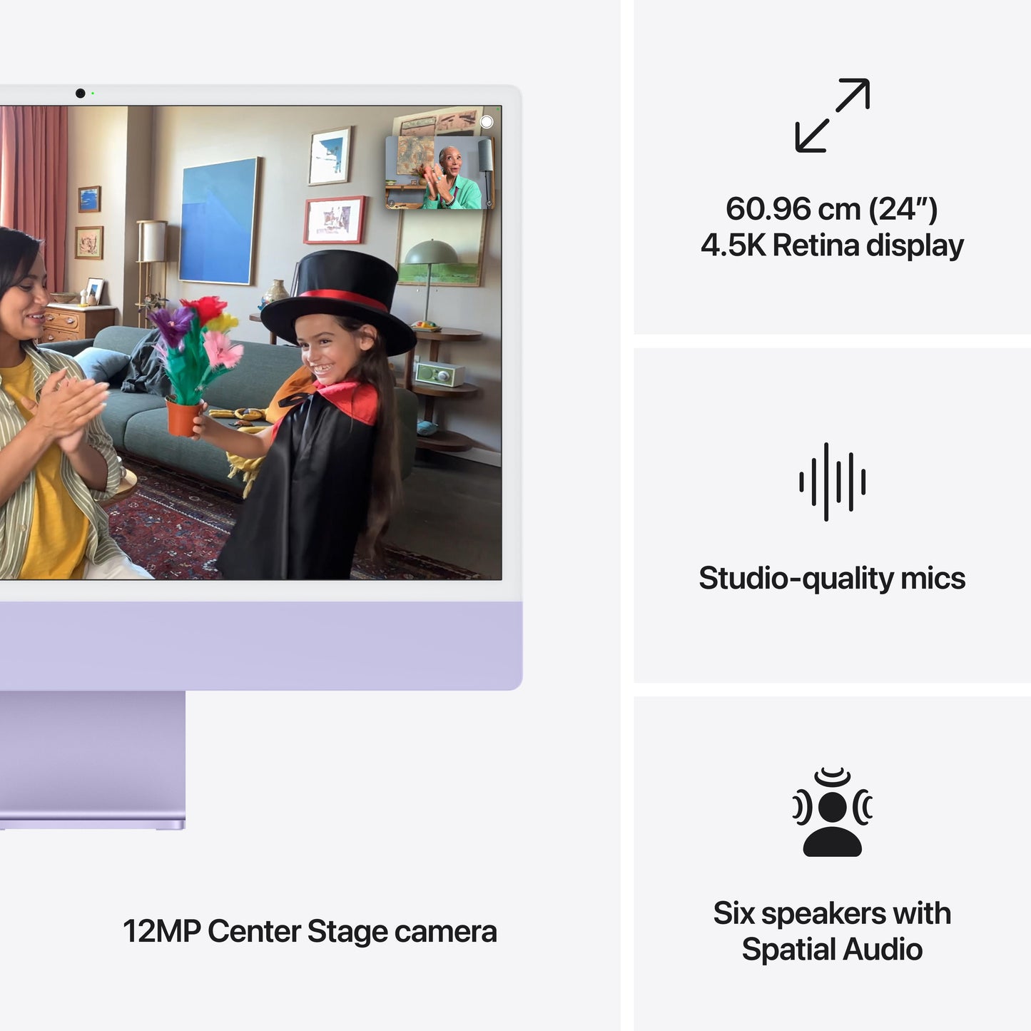 24-inch iMac with Retina 4.5K display: Apple M4 chip with 10-core CPU and 10-core GPU, 512GB SSD - Purple