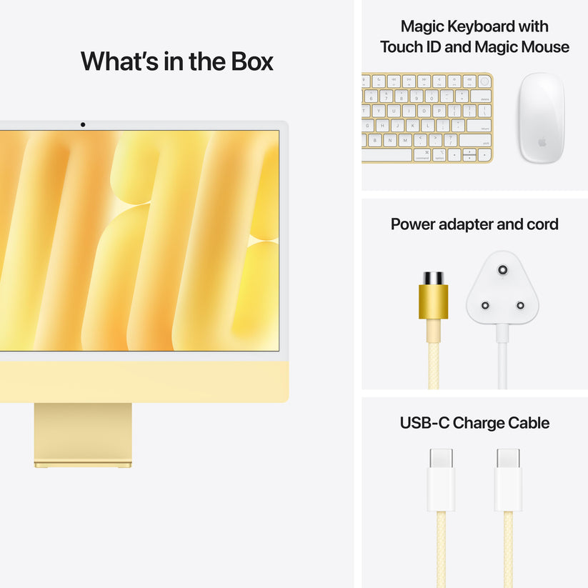 24-inch iMac with Retina 4.5K display: Apple M4 chip with 10-core CPU and 10-core GPU, 512GB SSD - Yellow