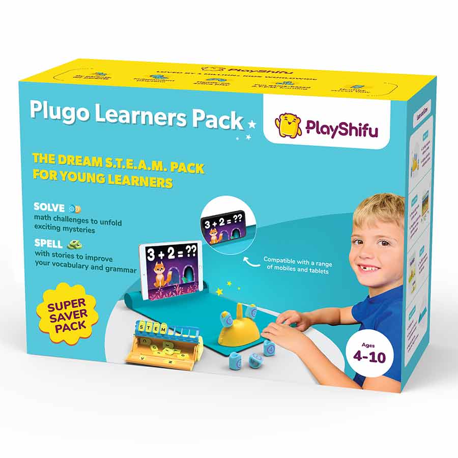 SHIFU043-Plugo Learners Pack (Count & Letters) Plugo Learners Pack by PlayShifu ̐ (2in1) Count & Letters | Math Games, Words |