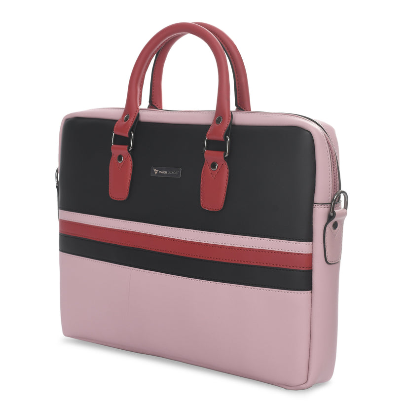 vaku-luxos®-milan-stripey-macbook-sleeve-with-strap-highly-durable-compatilbe-for-13-14-inch-blk-pink-black8905129025489